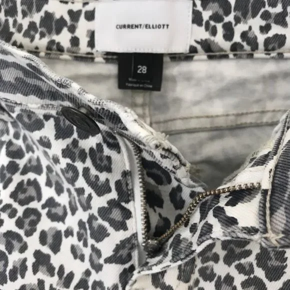 CURRENT/ELLIOTT Mid Rise Leopard Print Jeans in Warped Species Size 28 - Picture 7 of 8